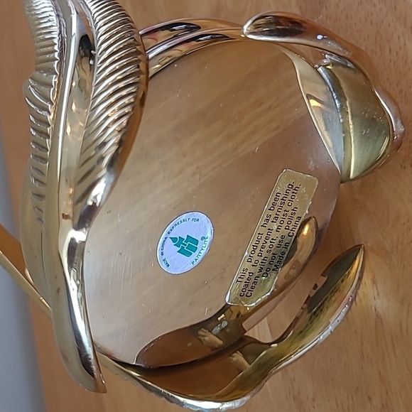 PARTYLITE Vintage 90s Brass Feather Pillar Candle Holder P0414 - Picture 8 of 16